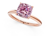 Rose gold Fancy Pink Cushion  Cut Solitaire Ring with Thin Band and Four-Prong Setting_17
