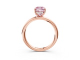Rose gold Fancy Pink Cushion  Cut Solitaire Ring with Thin Band and Four-Prong Setting_19