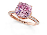 Rose gold Fancy Pink Cushion Cut Solitaire Split Shank Pave Diamond Engagement Ring with Four-Prong Setting_1