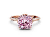 Rose gold Fancy Pink Cushion Cut Solitaire Split Shank Pave Diamond Engagement Ring with Four-Prong Setting_24