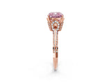 Rose gold Fancy Pink Cushion Cut Solitaire Split Shank Pave Diamond Engagement Ring with Four-Prong Setting_26