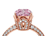 Rose gold Fancy Pink Cushion Cut Solitaire Split Shank Pave Diamond Engagement Ring with Four-Prong Setting_28