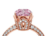 Rose gold Fancy Pink Cushion Cut Solitaire Split Shank Pave Diamond Engagement Ring with Four-Prong Setting_4