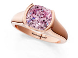 Rose gold Fancy Pink Cushion Cut Solitaire Tension Set Diamond Ring with Split Shank Band_1
