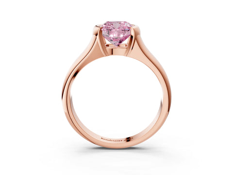 Rose gold Fancy Pink Cushion Cut Solitaire Tension Set Diamond Ring with Split Shank Band_3