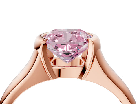 Rose gold Fancy Pink Cushion Cut Solitaire Tension Set Diamond Ring with Split Shank Band_4