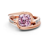 Rose gold Fancy Pink Cushion Cut Solitaire Tension-Set Diamond Split Shank Ring