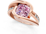 Rose gold Fancy Pink Cushion Cut Solitaire Tension-Set Diamond Split Shank Ring_1