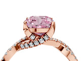 Rose gold Fancy Pink Cushion Cut Solitaire Twist Pave Diamond Engagement Ring with Prong Setting_28
