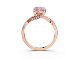 Rose gold Fancy Pink Cushion Cut Solitaire Twist Pave Diamond Engagement Ring with Prong Setting_3