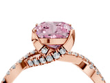 Rose gold Fancy Pink Cushion Cut Solitaire Twist Pave Diamond Engagement Ring with Prong Setting_4