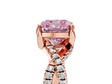 Rose gold Fancy Pink Cushion Cut Solitaire Twist Pave Diamond Engagement Ring with Prong Setting_5