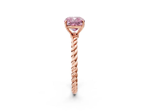 Rose gold Fancy Pink Cushion Cut Solitaire Twisted Band 4-Prong Ring_2