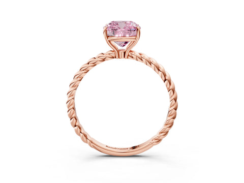 Rose gold Fancy Pink Cushion Cut Solitaire Twisted Band 4-Prong Ring_3