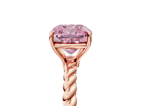 Rose gold Fancy Pink Cushion Cut Solitaire Twisted Band 4-Prong Ring_5