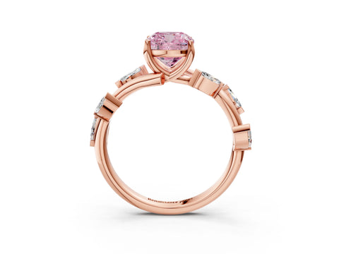 Rose gold Fancy Pink Cushion Cut Solitaire Twisted Band Marquise Accent Prong Setting Ring_3