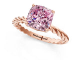 Rose gold Fancy Pink Cushion  Cut Solitaire Twisted Band with Four-Prong Setting_109