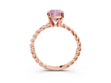 Rose gold Fancy Pink Cushion  Cut Solitaire Twisted Band with Four-Prong Setting_111