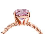Rose gold Fancy Pink Cushion  Cut Solitaire Twisted Band with Four-Prong Setting_112