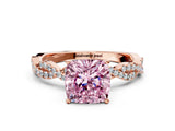 Rose gold Fancy Pink Cushion Cut Solitaire Twisted Pave Band with Four-Prong Setting_3