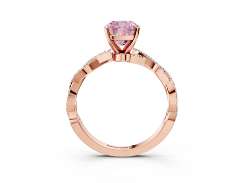 Rose gold Fancy Pink Cushion Cut Solitaire Twisted Pave Band with Four-Prong Setting_6