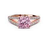 Rose gold Fancy Pink Cushion  Cut Split Shank Pave Diamond Engagement Ring with Four-Prong Setting_24