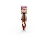 Rose gold Fancy Pink Cushion  Cut Three-Stone Channel Set Ring with Bar Prongs_62