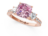 Rose gold Fancy Pink Cushion  Cut Three-Stone Diamond Pavé Band with Prong Setting_18