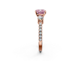 Rose gold Fancy Pink Cushion  Cut Three-Stone Diamond Pavé Band with Prong Setting_19