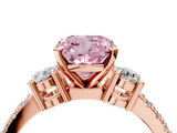 Rose gold Fancy Pink Cushion  Cut Three-Stone Diamond Pavé Band with Prong Setting_21