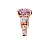 Rose gold Fancy Pink Cushion  Cut Three-Stone Diamond Pavé Band with Prong Setting_22