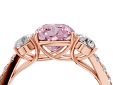 Rose gold Fancy Pink Cushion  Cut Three-Stone Diamond Pave Band with Prong Setting_36