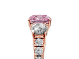 Rose gold Fancy Pink Cushion  Cut Three-Stone Diamond Pave Band with Prong Setting_37
