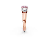 Rose gold Fancy Pink Cushion Cut Three-Stone Diamond Ring with Prong Setting on a Classic Band_14
