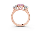 Rose gold Fancy Pink Cushion Cut Three-Stone Diamond Ring with Prong Setting on a Classic Band_15