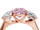 Rose gold Fancy Pink Cushion Cut Three-Stone Diamond Ring with Prong Setting on a Classic Band_16