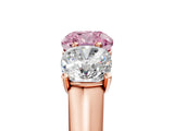 Rose gold Fancy Pink Cushion Cut Three-Stone Diamond Ring with Prong Setting on a Classic Band_17