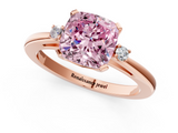 Rose gold Fancy Pink Cushion  Cut Three-Stone Solitaire Ring with Round Accent Diamonds and Four-Prong Setting_21