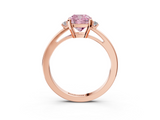 Rose gold Fancy Pink Cushion  Cut Three-Stone Solitaire Ring with Round Accent Diamonds and Four-Prong Setting_23