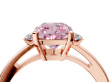 Rose gold Fancy Pink Cushion  Cut Three-Stone Solitaire Ring with Round Accent Diamonds and Four-Prong Setting_24