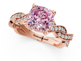 Rose gold Fancy Pink Cushion  Cut Twisted Pavé Band Solitaire Ring with Four-Prong Setting_56