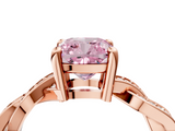 Rose gold Fancy Pink Cushion  Cut Twisted Pavé Band Solitaire Ring with Four-Prong Setting_59