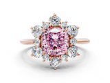 Rose gold Fancy Pink Cushion  Diamond Cluster Halo Ring with Solitaire Band and Four-Prong Setting_20