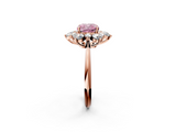 Rose gold Fancy Pink Cushion  Diamond Cluster Halo Ring with Solitaire Band and Four-Prong Setting_22