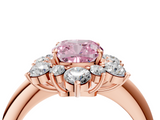 Rose gold Fancy Pink Cushion  Diamond Cluster Halo Ring with Solitaire Band and Four-Prong Setting_24