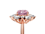 Rose gold Fancy Pink Cushion  Diamond Cluster Halo Ring with Solitaire Band and Four-Prong Setting_25