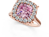 Rose gold Fancy Pink Cushion  Diamond Cluster Halo Solitaire with Four-Prong Setting_75