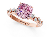 Rose gold Fancy Pink Cushion  Diamond Cluster Prong-Set Solitaire Ring_38