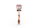 Rose gold Fancy Pink Cushion  Diamond Floral Cluster Ring with Solitaire Band and Prong Setting_70