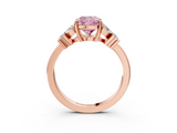 Rose gold Fancy Pink Cushion  Diamond Floral Cluster Ring with Solitaire Band and Prong Setting_71
